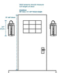Diagram showing Endicott Collection 1 Light Outdoor Wall Lantern With Clear Seeded Glass at door height; Craftsman Style