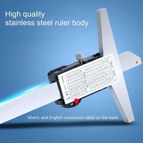 Digital Depth Caliper Electronic Depth Gauge For Holes Steps And Columns 200mm Range Stainless Steel Body 0.01mm Resolution Depth Rule Your Go To Tool For Metalworking And DIY Projects