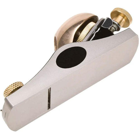 Beefy 6 Inch Block Plane with 1-5/8 Inch Wide Blade, Bronze and Cast Iron Build, Adjustable Throat Opening, Side View