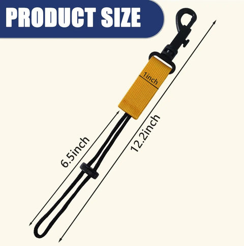Scuba Diving Lanyard Clips 3 Pack With Durable Nylon Webbing, Adjustable Cord And Slide Locking, product size shown