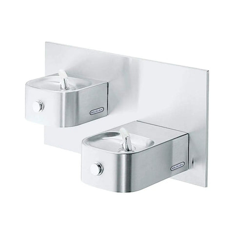 Dual soft side water fountains with durable metal assembly, compatible with Drain Fitting With Grid Strainer And Elbow, 8.5x2 inch size.