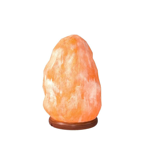 Hand Carved Salt Lamp With Dimmer Switch And Wooden Base, Cozy Pink Glow Night Light on a wooden base, natural pink crystal look.