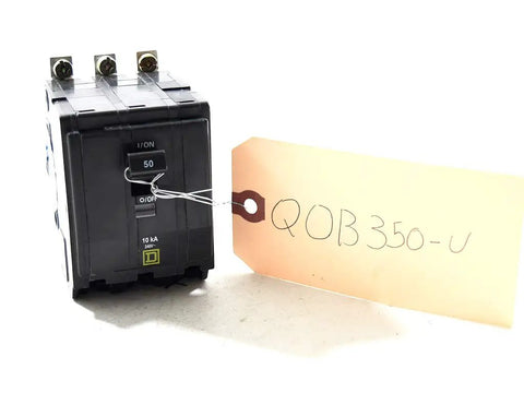 QOB350 Bolt-On Circuit Breaker 50 Amp Dope Heavy-Duty Panel Switch with tag for load centers and industrial panels
