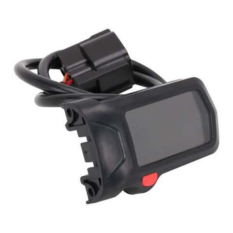 Close-up of Speedometer Dashboard For Surron Sur Ron LBX Electric Dirt Bike, Digital Display Gauge Cluster with cable attached.