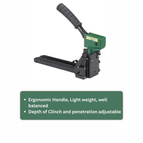 Lightweight Manual Clinch Stapler With One And Three Eighths Crown Accepts KA Series Five Eighths To Three Quarters Inch Staples