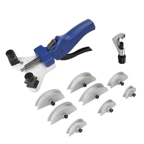 Copper Pipe Tube Bender Kit, Pro Grade With 90 Degree Bender, Multi Size Dies, And Built-In Cutter In A Carry Case displayed.