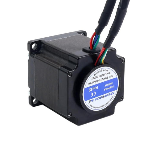 Compact closed loop stepper motor Nema 23 with encoder for precise motion control and high torque in space-constrained setups.