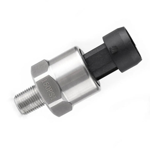 Side view of Top Notch 150 PSI Pressure Transducer Sensor With One Eighth NPT Thread In Stainless Steel Built For Air And Water Systems
