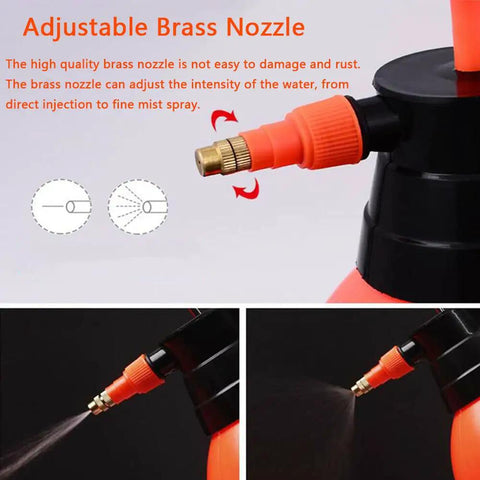 Hand Held Garden Sprayer 0.5 Gallon 68 Oz With Adjustable Brass Nozzle For Lawn Care, Pet Bathing, Car Wash And Home Cleaning
