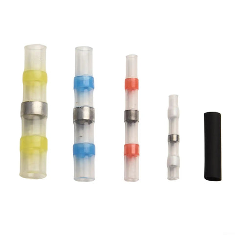 Top Notch Heat Shrink Solder Wire Connectors Kit With 300 Waterproof Butt Terminals And Seal Sleeves For Marine Auto Electrical Cable Splice In Vibrant Red Blue White Yellow Black Assorted Sizes To Fix Any Messy Wiring Job. Assorted heat shrink solder connectors