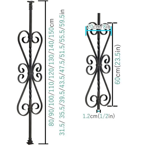 Heavy Duty Iron Square Railing Posts With 270 Degree Swivel Bracket And Flat Mount Shoe Rock Solid Build dimensions and details