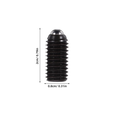 10Pc Carbon Steel Hex Head Ball Plunger Screws Black Spring Loaded Positioning Grubs For Tools And Fixtures Snug Fit shown with dimensions.