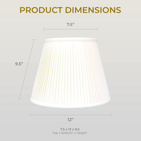 Empire Style Side Pleated Basic Lamp Shade White 12 Inch Top 20 Inch Bottom 15 Inch Height Silk Shantung Fabric With Off White Styrene Lining No Fuss Easy To Install Elevates Living Room Bedroom Or Office Decor