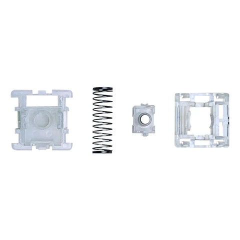 Disassembled view of Silent Magnetic Hall Effect Linear Switches for Mechanical Gaming Keyboards 2 Pin Hot Swap Kit, 35 pieces.