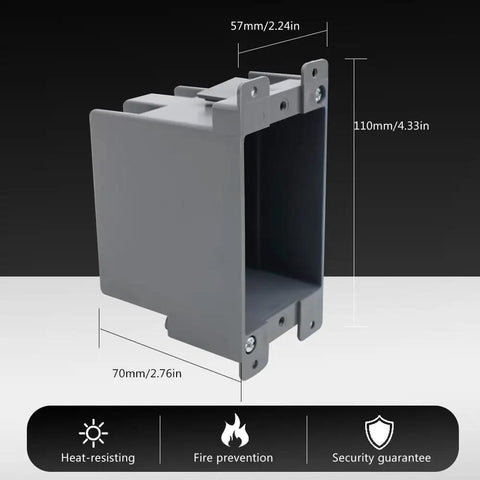 Remodel Box 1 Gang Old Work Electrical Box 14 Cu In Cut In Grey Plastic Junction Box For Switches ETL Listed Fire Rated 2 Hours Protection Packs Of 3, grey plastic side view