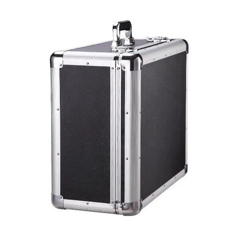 Large Aluminum Alloy Tool Case With Locking Latch, Industrial-Grade Rugged Shockproof Instrument And Meter Box, Heavy-Duty Hard Shell Suitcase for Field Gear, 52x45x25.5cm, side view.