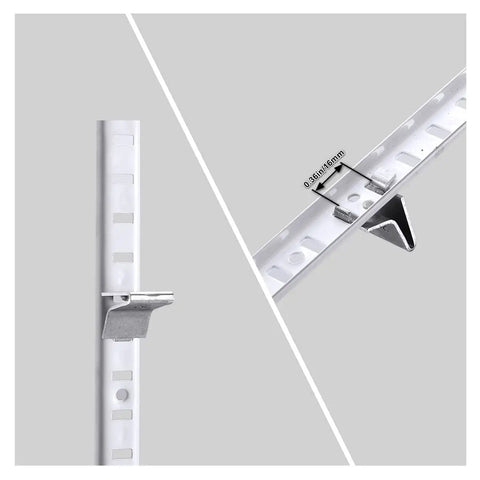 Adjustable Shelf Clips For 255 Standard Pilaster Systems, heavy-duty metal bracket clips in silver for shelving support