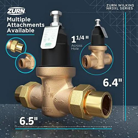 1-1/4 Inch NR3XL Pressure Reducing Valve With Union, Female X Female NPT Connection, Compact Length, Cartridge Loaded for Easy Repairs