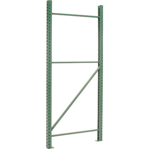 Heavy Duty Teardrop Pallet Rack Add On Unit Built Like A Tank For Warehouse Storage vertical green steel upright frame.