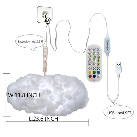 Cloud Lightning Light Kit With Music Sync, RGB Multicolor Color Changing LED Strips, 360 Degree Wireless Remote, App Control, 23.6x11.8 inches