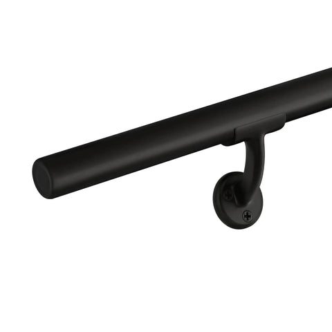 Aluminum Handrail Kit For Indoor And Outdoor Steps And Stairs, DIY Complete Stair Railing System In Black, Easy Install With Wall Mounts End Caps And Screws, Safe Reliable Rails For Seniors And Elderly Home Access