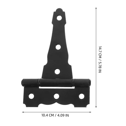Heavy Duty Iron Gate Hinges Matte Black Farmhouse Style Two Pack T Shaped Decorative Outdoor Shed Door Hardware
