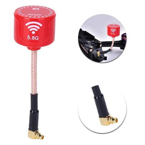 Red Bendable High Gain 5.8GHz LHCP Antenna For RC Drones Directional FPV Antenna With UFL Connector shown in close-up view