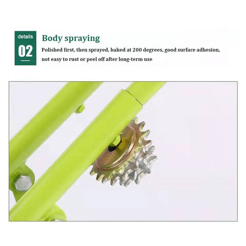 Close-up of gear mechanism on Top Notch Precision Garden Seeder And Row Planter For Walk Behind Spreading Seed In Terraces And Slopes Garden Corn And Soybean Seeder Lawn And Garden Spreaders Durable Metal Frame With Rustproof Hopper