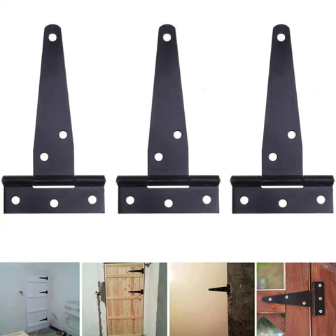 Heavy Duty Iron Black T Shape Door Hinges Set 24 Pieces 4 Inch Gate Hinges With Six Screw Holes Easy Install And Quick Dismantle