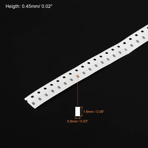 Tape of 100 Pack 0603 Chip Resistors 100 Ohm One Percent Tolerance SMD Thick Film One Tenth Watt Low Profile Surface Mount Parts