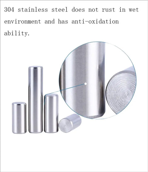 Image of Tough As Nails 304 Stainless Steel Cylindrical Dowel Pins crafted for precision alignment, showing multiple sizes.