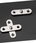 Heavy Duty Stainless Steel Concealed Pivot Hinges 360 Degree Rotation Self Closing Hidden Door Hinge System For Wardrobe Cabinets Bookcases And More 10 Pack Fondotin visible with two flat stainless steel hinge plates on a black background.