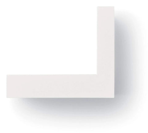 Two Display Ledges Set With Eight Medium Adhesive Strips, Holds Up To 2 Lbs Per Ledge, Quartz Finish, damage free floating shelf close-up.