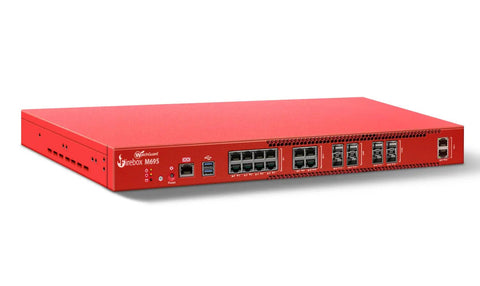 Rock solid rackmount firewall in red with multiple ports, supports killer port speeds for secure network setups.
