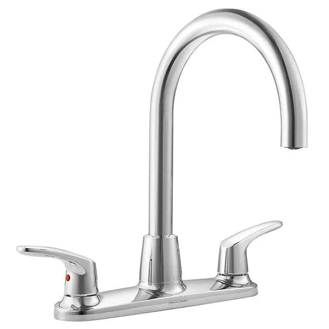 Two-Handle High Arc Kitchen Faucet Colony Pro 8-Inch Triple-Hole Mount ADA Compliant Lead-Free Metal Construction No-Drip Ceramic Disc Valves