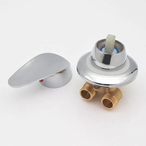 Slick Brass Shower Valve One Way Diverter Tap With G1/2 Cold Hot Water Mixer For Bathroom featuring chrome handle and brass fittings.
