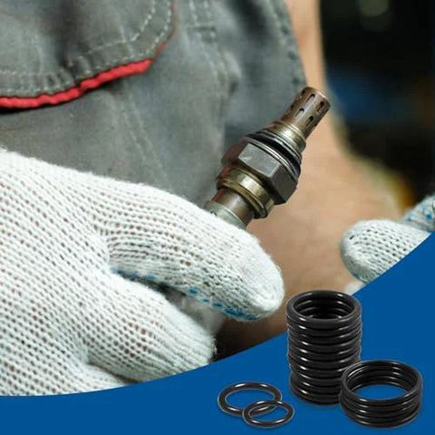 Mechanic using SAE O Ring Kit 407 Pieces for automotive repair with nitrile rubber O-rings shown in rugged plastic case.