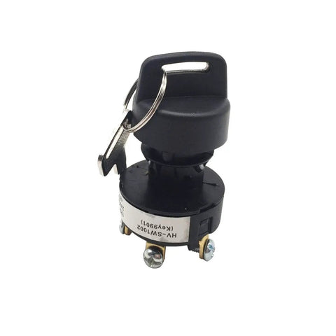 Straight Up Drop In Key Ignition Switch Painted Black For Heavy Fleet Maintenance, key attached, compact design, direct replacement.