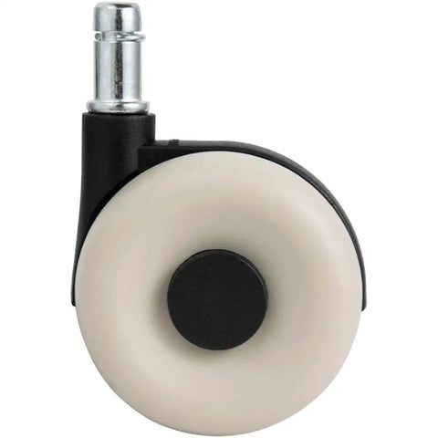 Rock Solid Office Chair Replacement Casters With Silent Rubber Tires Set Of Five wheel close-up, 2.5 inch TPR rubber tire design.