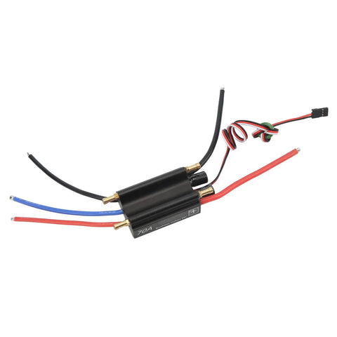 70A Brushless RC ESC Waterproof With Built In BEC For RC Boats And Airships, compact design with wiring visible