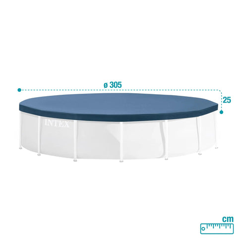 Ready For Summer Kickbacks 10 Ft Round Above Ground Pool Cover with blue PVC and tie-down for water protection.