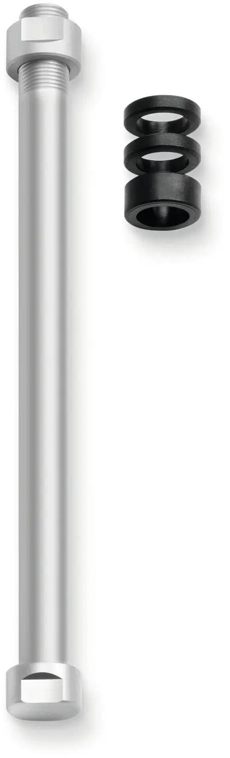 Indoors Ready E Thru Trainer Axle T1707 For 142x12 Rear Wheel M12x1, 162.5mm Length, with nuts, heavy-duty aluminum