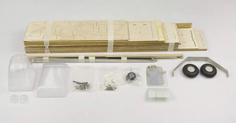 Detachable Wing 47 Inch RC Airplane Kit Upgrade With Pro Grade Motor ESC Servo And Covering Film For Adults Vintage Balsa Wood Model DIY Build Kit parts displayed