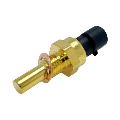 YCUPONE coolant temperature sensor, brass threaded body with hex nut and black connector, side view