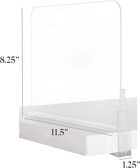Clear Acrylic Shelf Divider with dimensions 11.5x1.25x8.25 inches for Closets, Purse and Sweater Organizer, Flexible 4 Pack