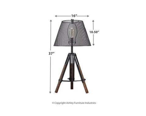 Leolyn Urban Industrial Tripod Table Lamp With Adjustable Height Wire Mesh Shade Black And Brown Finish 37 Inch Height