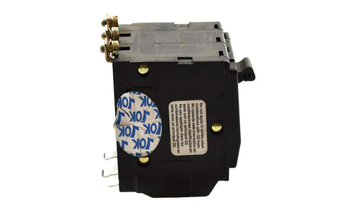 Side view of QOB350 Bolt-On Circuit Breaker 50 Amp Dope Heavy-Duty Panel Switch For Load Centers with bolt connections visible