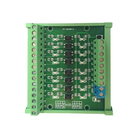 8 Channel Optocoupler Relay Module Isolated 24V To 5V, PLC PNP Signal Converter, green PCB with visible LEDs