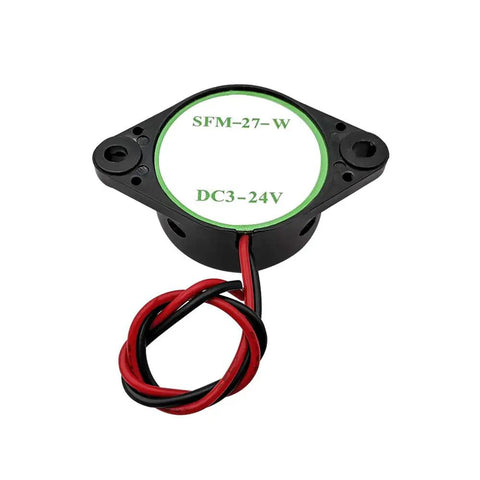 Rock Solid 3 Pack Active Piezo Buzzer Module DC 3 To 24V black circular buzzer with red and black wires for DIY projects.