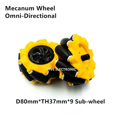 Mecanum wheel set for robot cars featuring omni-directional wheels with nine sub-wheels, perfect for DIY robotics and autonomous projects.